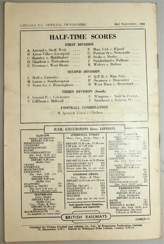 Forty-one 1950 Chelsea Football Club programmes